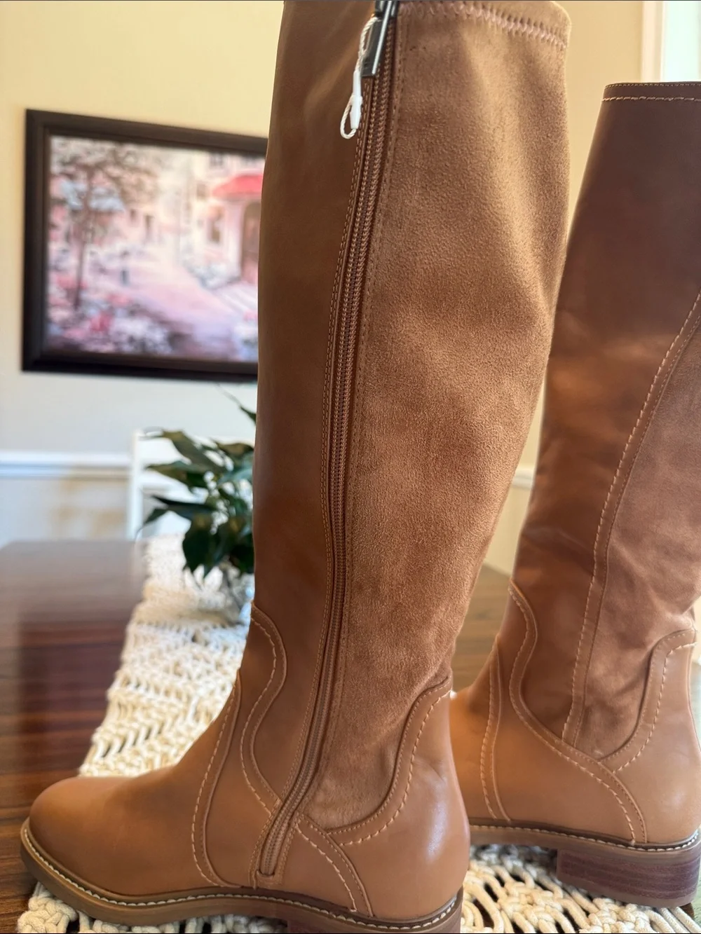 Lucky Brand Women's Over-the-Knee Leather Boots in Tan